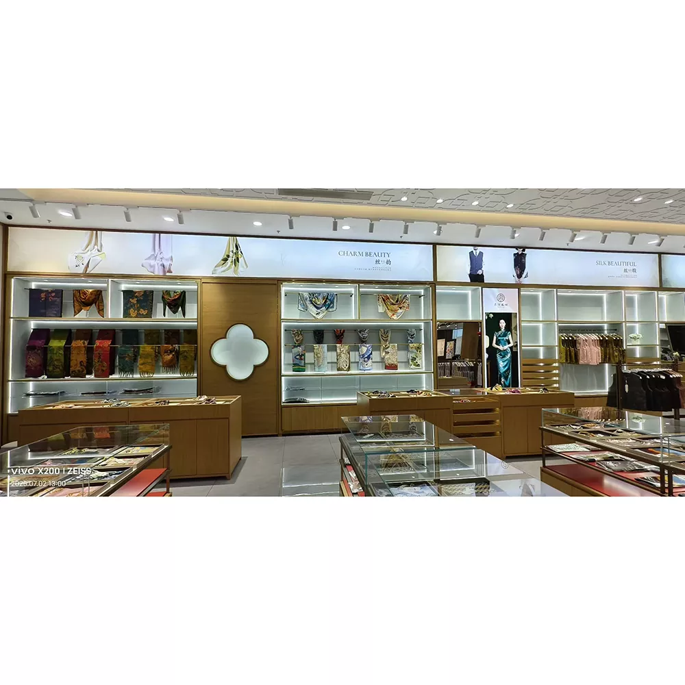 Présentoir en verre pour vêtements pour femmes